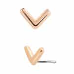 Plain Chevron Push-In Stud Earring, 14k Rose Gold