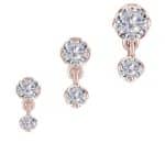 Prong Set CZ with Dangle Push-In Stud Earring, 18k Rose Gold