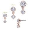 Prong Set CZ with Dangle Push-In Stud Earring, 18k Rose Gold