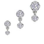 Prong Set CZ with Dangle Push-In Stud Earring, 18k White Gold