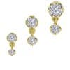 Prong Set CZ with Dangle Push-In Stud Earring, 18k Yellow Gold