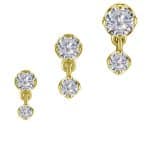 Prong Set CZ with Dangle Push-In Stud Earring, 18k Yellow Gold