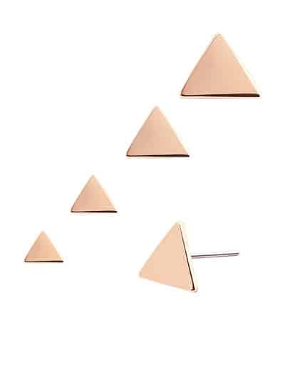 Triangle Push-In Stud Earring, 14k Rose Gold
