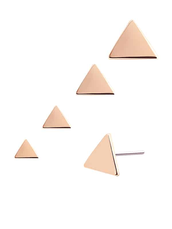 Triangle Push-In Stud Earring, 14k Rose Gold
