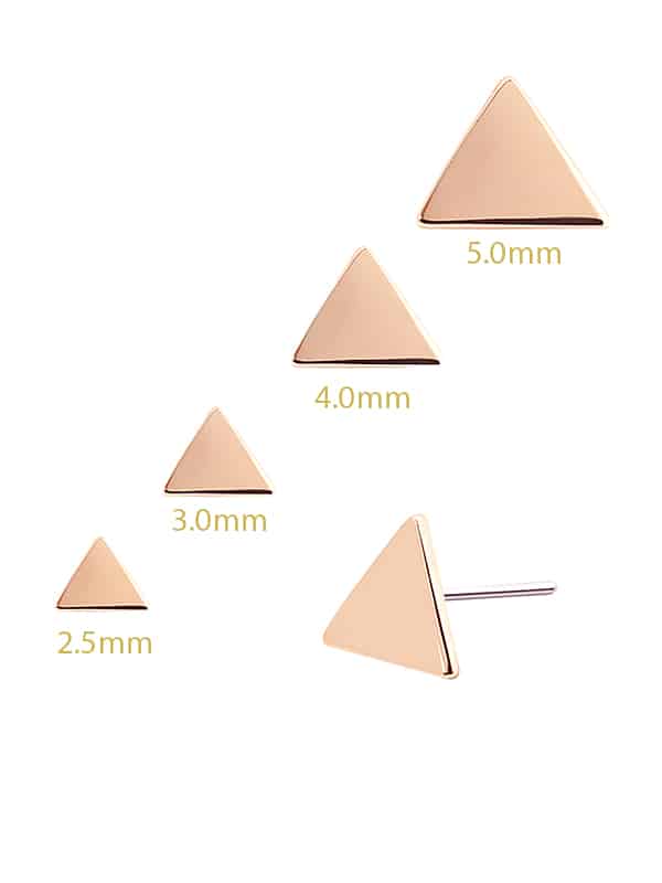 Triangle Push-In Stud Earring, 14k Rose Gold