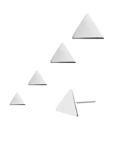 Triangle Push-In Stud Earring, 14k White Gold