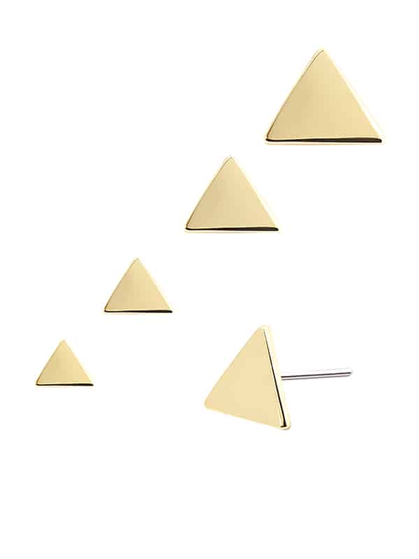 Triangle Push-In Stud Earring, 14k Yellow Gold