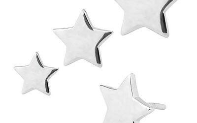 Star Push-In Stud Earring, 14k White Gold
