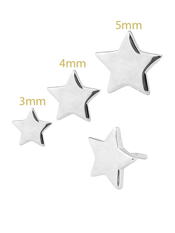 Star Push-In Stud Earring, 14k White Gold